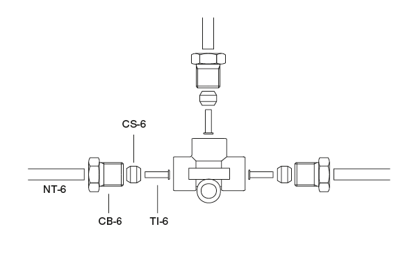 PJ 型（主配管分岐用ジャンクション）
 ナイロンパイプNT-6 接続例