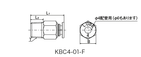KBC · KBL · OTS · OTE 型（ワンタッチ継手）
 外形寸法図
